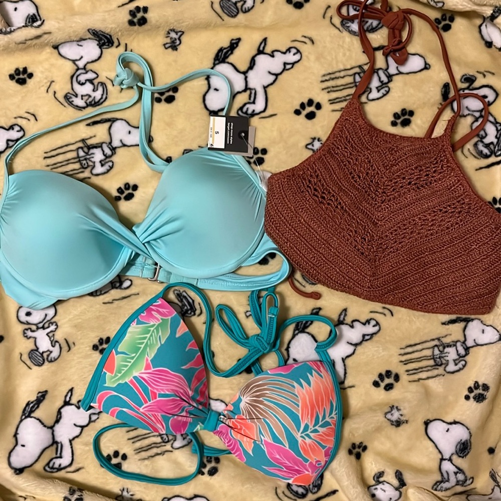 Lot 3 Summer Bikini Push-up Girly Cute Fun Floral Colorful Tops